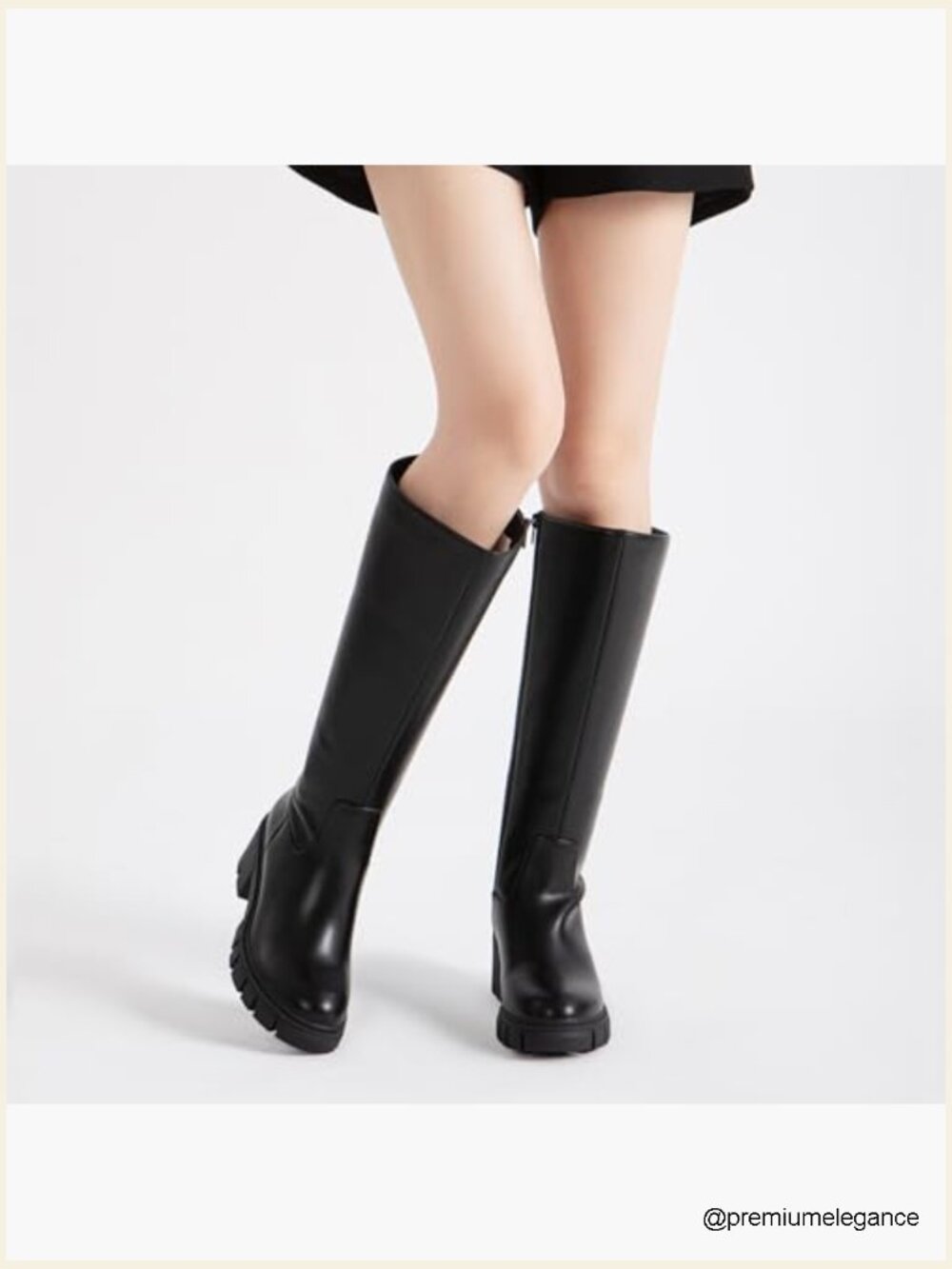 Round Toe Chunky Lug Sole Platform Knee High Boots Winter Tall Boots - Picture 6 of 7